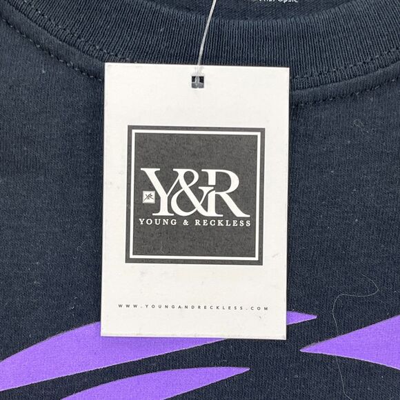 Young & Reckless T Shirt Mens L Black Graphic Print Cotton Crew Neck Pullover - Picture 5 of 9